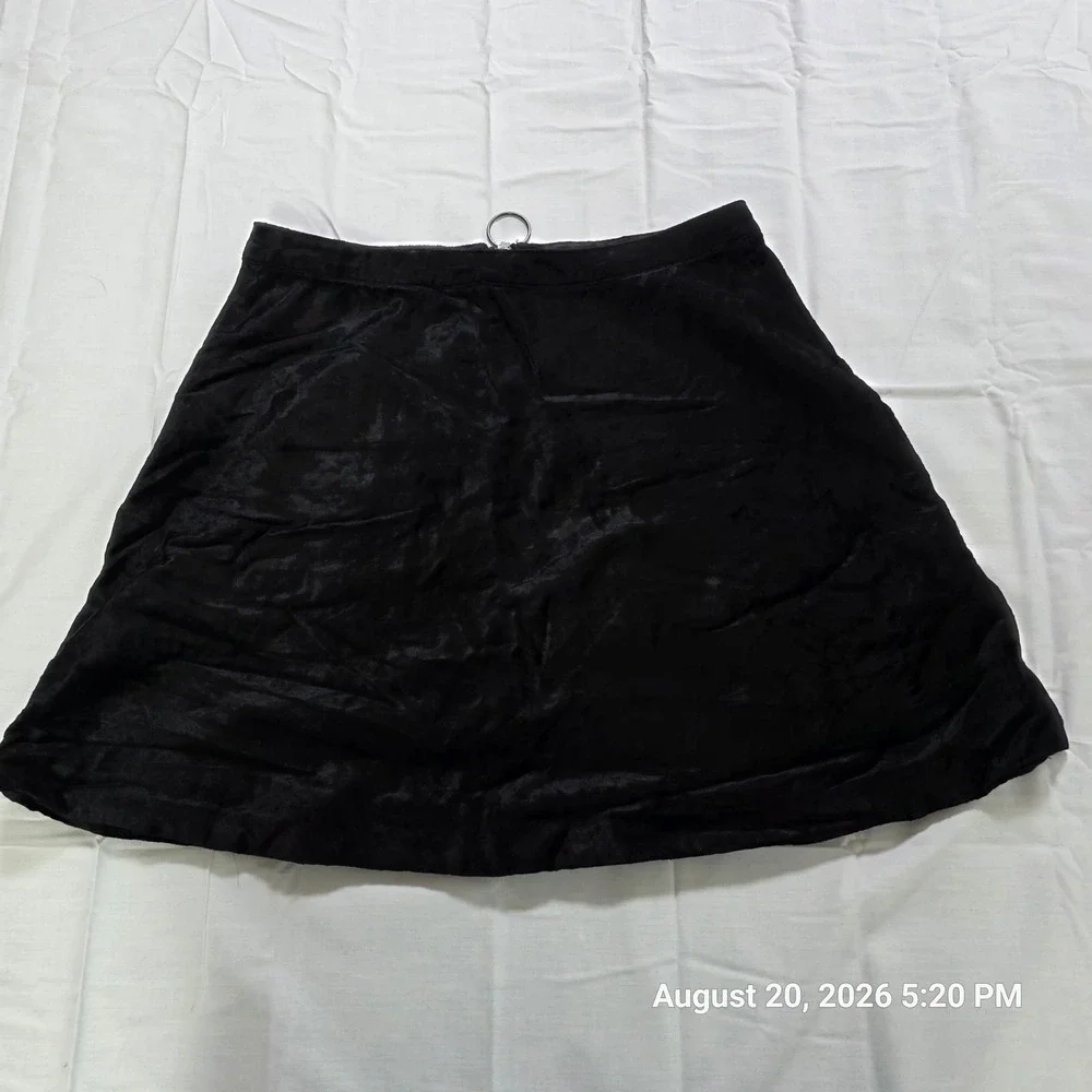 Free People Black Velvet Front Zip Mini Skirt Ring Pull A-Line Boho XS/S